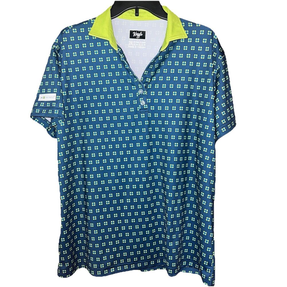 Waggle Women’s Golf Polo Be The Match Teal Green 2XL